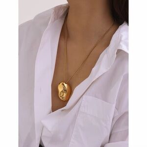 18K Gold Plated Abstract Sculptural Statement Pendant Necklace